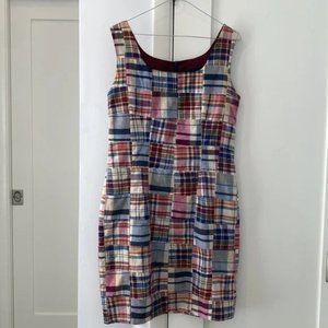 Vintage 90s CYNTHIA ROWLEY Shift Dress Madras Plaid Patchwork Size 10